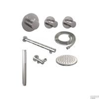 Thermostatisch Inbouwdoucheset Brauer Brushed 20cm Hoofddouche Wandarm Staafhanddouche Geborsteld Nikkel