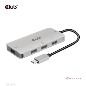 club3D CSV-1547 USB-C (USB 3.2 Gen 2) multiport hub 4 poorten Zwart, Zilver