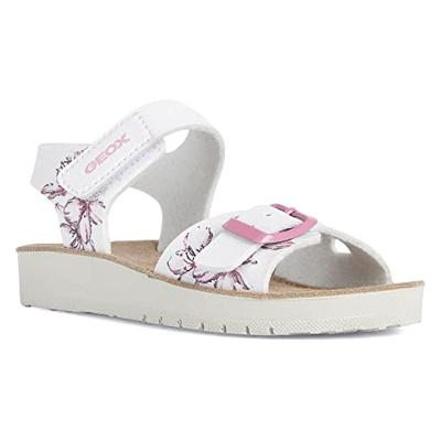 Geox J Costarei Gi J15eab0 sandalen voor meisjes, Wit Wit Fuchsia, 28 EU Smal