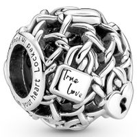 Pandora 790071C00 Bedel Openwork Chain Link Padlock zilver - thumbnail