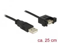 Delock USB-kabel USB 2.0 USB-A stekker, USB-A bus 0.25 m Zwart Vergulde steekcontacten 85462 - thumbnail