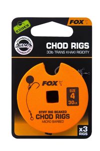 Fox Edge Armapoint Stiff Rig Beaked Chod Rigs 3St. 30LB Size 4