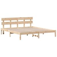 vidaXL Bedframe met hoofdbord 200x200 cm van massief grenenhout