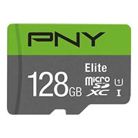 PNY Elite microSDXC card 128GB Class 10 UHS-I U1 100MB/s A1 V10,Groen, grijs