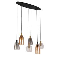 Searchlight 6-lichts hanglamp Divine meerdere kleuren glas 36463-6BK