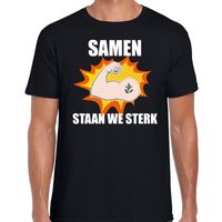 Samen staan we sterk t-shirt crisis zwart voor heren - thumbnail