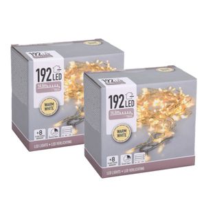 Kerstverlichting - set 2x st. - warm wit - 14,5 m - 192 leds