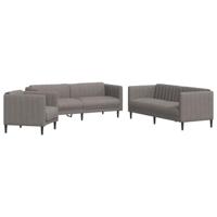vidaXL 3-delige Loungeset stof taupe, bankenset, tv-stoel, fauteuil, sofa, stoffen bank, beklede bank, stoffen bank, loungebank, woonkamermeubilair