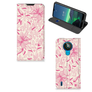 Nokia 1.4 Smart Cover Pink Flowers