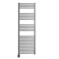 Sanicare elektrische design radiator 45x172cm zilvergrijs met Bluetooth en thermostaat links zwart