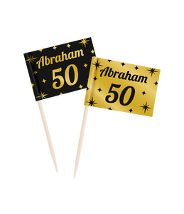 Classy Cocktail Prikkers Abraham 50 Jaar Zwart/Goud (50st)