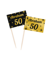 Classy Cocktail Prikkers Abraham 50 Jaar Zwart/Goud (50st)