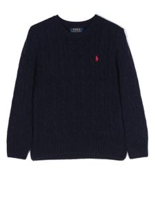 Ralph Lauren Kids pull en maille torsadée à logo brodé - Bleu