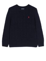 Ralph Lauren Kids pull en maille torsadée à logo brodé - Bleu - thumbnail