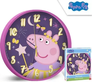 Peppa Pig wandklok 25 cm (roze/paars)