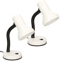 2x stuks witte bureaulampen/tafellampen 13 x 10 x 30 cm - thumbnail