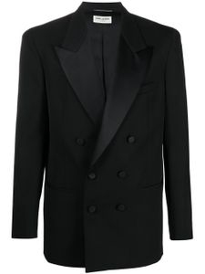 Saint Laurent blazer en laine à boutonnière croisée - Noir