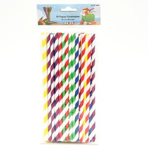 Drinkrietjes - papier - set 50x - multicolor kleuren - 20 cm - verjaardag/feestje   -