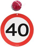 Folat - 40 Jaar Hangdecoratie Verkeersbord - 3 stuks