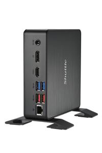 Shuttle Nano PC System NC4010XA, Intel Celeron 7305, 4GB RAM, 128GB M.2 SSD, 1x HDMI, 1x DP,1xUSB-C/DP, 6x USB3.2, 1x 2.5" bay, 2x M.2, 1x LAN, incl. VESA & Stand