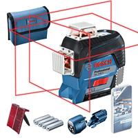 Bosch Professional bouwlaser GLL 3-80 C (rode laser, binnenafwerking, met appfunctie, werkbereik: 30 m, 4 batterijen AA)