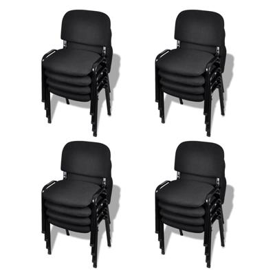 vidaXL Stapelbare kantoorstoelen 16 stuks stof zwart