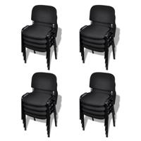 vidaXL Stapelbare kantoorstoelen 16 stuks stof zwart