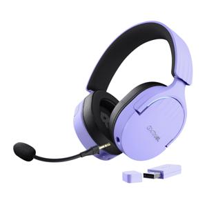 Trust GXT491P FAYZO Over Ear headset Gamen Bluetooth Virtual Surround Lila Surround sound, Microfoon uitschakelbaar (mute), Volumeregeling