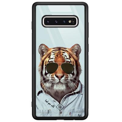 Samsung Galaxy S10 glazen hardcase - Tijger wild