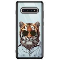 Samsung Galaxy S10 glazen hardcase - Tijger wild