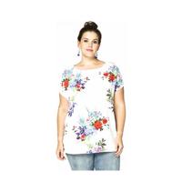 Yoek gebloemde top wit