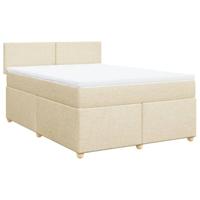 vidaXL Boxspring met matras stof crèmekleurig 160x200 cm