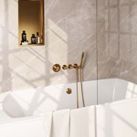 Badkraan Inbouw Set Brauer Gold Edition Thermostatisch met Badvulcombinatie en Staaf Handdouche Geborsteld Goud Brauer