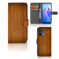 OPPO Reno8 Book Style Case Donker Hout - thumbnail