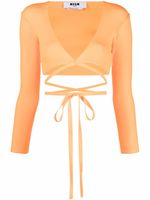 MSGM haut crop en maille à design cache-cœur - Orange