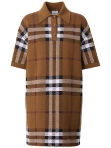 Burberry robe polo en jacquard à carreaux - Marron