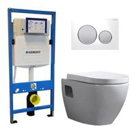 Geberit UP 320 Toiletset - Inbouw WC Hangtoilet Wandcloset - Daley Sigma-20 Wit Mat Chroom