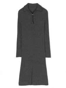 Brunello Cucinelli Kids robe courte zippée en maille nervurée - Gris