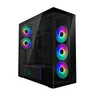 ARCTIC Xtender (Mirror Black) - PC-Kast, Gespiegeld Glas, 2 x 420 mm Radiatorsteun, Midi-toren, E-ATX, 5x A-RGB Ventilatoren Voorgemonteerd - Zwart