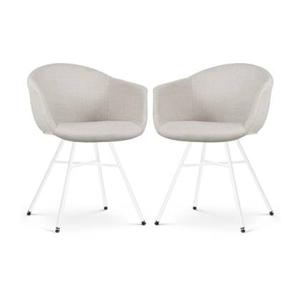 Nolon Noa-Otis Eetkamerstoelen Set van 2 - Beige - Witte Poten