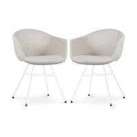 Nolon Noa-Otis Eetkamerstoelen Set van 2 - Beige - Witte Poten