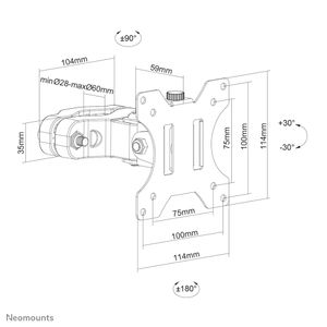 Neomounts FL40-430BL11 TV-beugel Kantelbaar, Zwenkbaar 43,2 cm (17) - 81,3 cm (32) Kantelbaar, Roteerbaar, Zwenkbaar