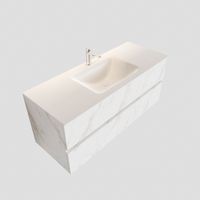 Badkamermeubel BWS Valencia Carrara Mat 120 cm Solid Surface Wastafel (1 kraangat, 2 lades)