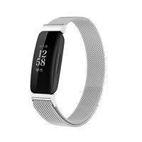 By Qubix - Compatible met Fitbit Inspire 2 & Ace 3 Milanese bandje - Maat: Large - Zilver - Compatible fitbit bandje