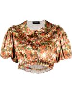 Simone Rocha blouse crop à fleurs - Jaune