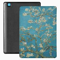 Lunso - Geschikt voor Kobo Aura Edition 2 hoes (6 inch) - Vegan Saffiano Leren sleep cover - Van Gogh Amandelbloesem