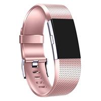 By Qubix - Compatible met Fitbit Charge 2 sportbandje - Maat: Large - Rose Goud - Compatible fitbit bandje