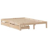 VidaXL Bedframe Met Lades Massief Grenenhout 135x190 cm, Twijfelaar Bed, Bedombouw, Bedbodem, Slaapkamermeubel, Tweepersoonsbed