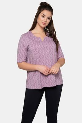 Ulla Popken Shirt, tuniekhals, biokatoen, korte mouwen - Grote Maten Ulla Popken Shirt, tuniekhals, biokatoen, korte mouwen - Grote Maten