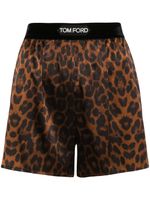 TOM FORD short en soie à imprimé léopard - Marron